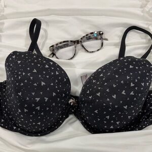 Body by Victoria Black Heart Print Bra